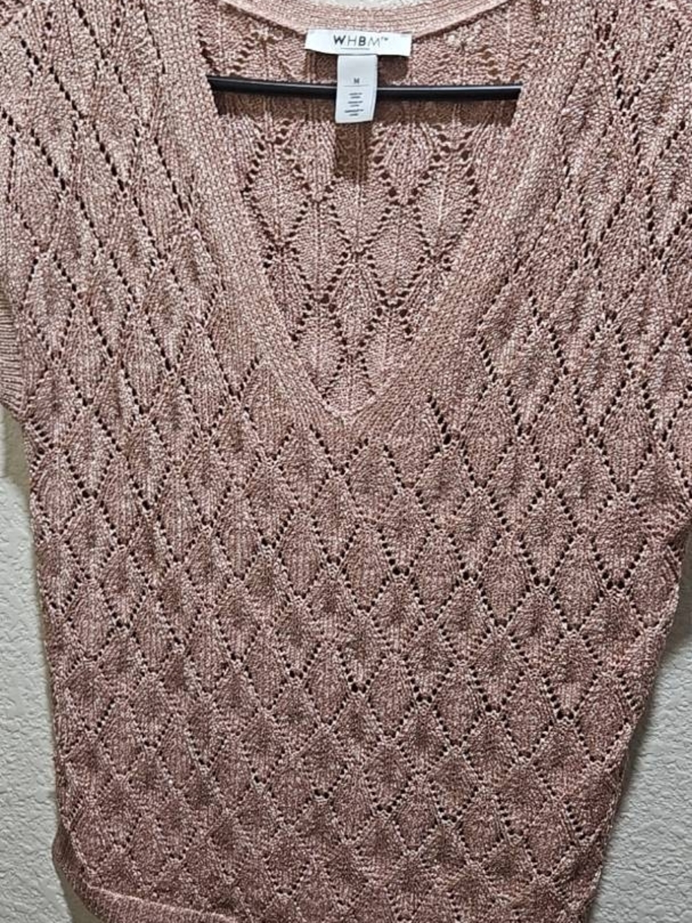 WHBM Rose Sheen Knit V-Neck Sweater Top - Med. fits Oversized- Clearance! - Picture 6 of 8